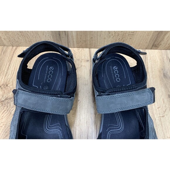 ECCO Receptor Sports Sandals Men Size 47 US 13-13.5 Gray Leather Walking Hiking